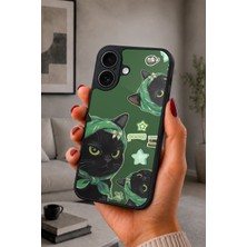 BG AKSESUAR iPhone 17 Uyumlu Yeşilbandanalıkedi Desenli Kamera Korumalı Darbelere Dayanıklı Kılıf