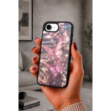 BG AKSESUAR iPhone 16E Uyumlu Pembekelebek Desenli Kamera Korumalı Darbelere Dayanıklı Kılıf
