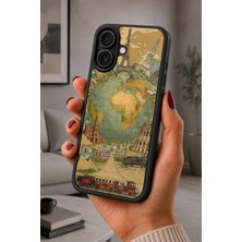 BG AKSESUAR iPhone 16 Plus Uyumlu Seyahat Desenli Kamera Korumalı Darbelere Dayanıklı Kılıf