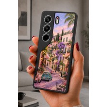 BG AKSESUAR Tecno Camon 40 Uyumlu Çiçeklisokak Desenli Kamera Korumalı Darbelere Dayanıklı Kılıf