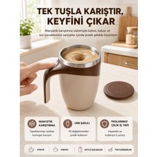 Manyetik Karıştırıcı Kupa USB Şarjlı Otomatik Karıştırma Çift Katmanlı - Lisinya