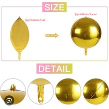 Lotus Party Küre Balon Set - 6 Adet Gold Küre Balon - Kurdeleli Küre Balon Set