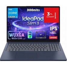 Lenovoıdeapad Slim 3 16IRH10 I5-13420H 40-Gbddr5 512 GB SSD 16" Wuxga (1920X1200) IPS Panel Windows 11 Pro 83K20009TRAT66