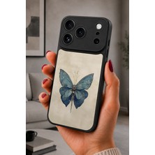 BG AKSESUAR iPhone 17 Pro Max Uyumlu Mavikelebek Desenli Kamera Korumalı Darbelere Dayanıklı Kılıf