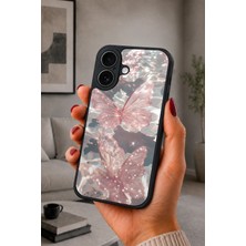 BG AKSESUAR iPhone 17 Uyumlu Pembekelebekler Desenli Kamera Korumalı Darbelere Dayanıklı Kılıf