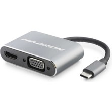 Hace Bazaar Type-C Combo Hub HDMI 4K VGA 2 Port Gri HDX7838
