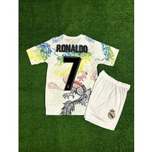 Gladsome Real Madrid Ronaldo 7 Dragon Çocuk Futbol Forması Beyaz