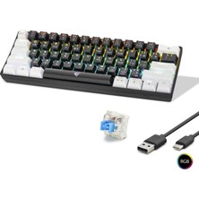 TKÇ Mekanik Rgb Klavye Blue Switch - Siyah Beyaz MF1701BW