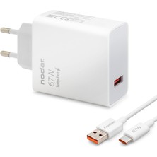 TKÇ Type-C Hızlı Şarj Seti 67W USB Adaptörlü - Beyaz ND1008