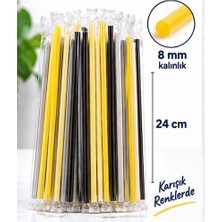 Nefspak 8 mm x 24 cm Jelatinli Karışık Renkli Pipet 500 Adet - Tek Tek Ambalajlı Kalın Pipet (Frozen & Bubble Tea Uyumlu)⁠