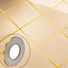 Hace Bazaar 50 Metre Fayans Arası Şerit Dekoratif Yapışkan Renkli Dekor Su Geçirmez Sızdırmaz Altın Bant Kaplama 0.5 cm Genişliğindedir (4887)