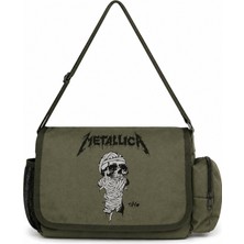 Sevbano Metallica Rock Metal Müzik Grubu Baskılı Unisex Okul, Spor, Ofis Çok Amaçlı Postacı Çantası