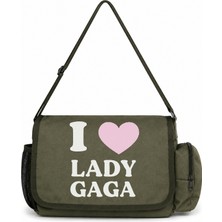 Sevbano I Love Lady Gaga Şarkıcı Baskılı Unisex Okul,spor, Ofis Çok Amaçlı Postacı Çantası