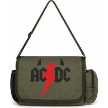 Sevbano Ac Dc Rock Metal Müzik Grubu Baskılı Unisex Okul, Spor, Ofis Çok Amaçlı Postacı Çantası