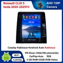 SBAID Conio Renault CLIO 5 tesla 2020-2025 Yıl uyumlu 2GB Ram 32GB Rom Hafıza Android Kablosuz Carplay Navigasyon Multimedya 9.7 Inç Tesla Ekran Hediye görüş kamerası Hediye Çerçevesi 2+32tesla