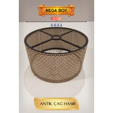 Skygo Antik Çağ Hasır Lambader Başlığı 35 cm Mega Boy