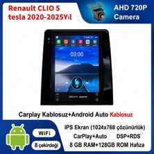 SBAID Renault CLIO 5 Tesla 2020-2025 Yıl Uyumlu 8GB Ram 128GB Rom Hafıza Android Kablosuz Carplay Navigasyon Multimedya 9.7 Inç Tesla Ekran Hediye Görüş Kamerası Hediye Çerçevesi 8+128