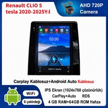 SBAID Renault CLIO 5 Tesla 2020-2025 Yıl Uyumlu 4GB Ram 64GB Rom Hafıza Android Kablosuz Carplay Navigasyon Multimedya 9.7 Inç Tesla Ekran Hediye Görüş Kamerası Hediye Çerçevesi 4+64