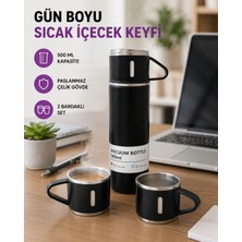 Senson Paslanmaz Çelik 500 ml Termos Seti – 8 Saat Isı Koruma, Vakumlu, Sızdırmaz ve Taşınabilir - Lisinya