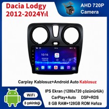 SBAID Dacia Lodgy 2012-2024 Yıl Uyumlu 8GB Ram 128GB Rom Hafıza Android Kablosuz Carplay Navigasyon Multimedya 9 Inç Ekran Hediye Görüş Kamerası Hediye Çerçevesi 8+128