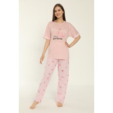 Estiva 22153 Kadın Çiçek Desenli Viskon Kısa Kollu Büyük Beden Pijama Takımı