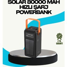 Uslucan Alışveriş 80000 Mah Güneş Enerjili Powerbank 4 Kablolu Type C Lightning Micro USB