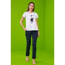 Pjs 23102 Kadın Yıldız Desenli Pijama Takım