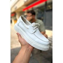 Zerrenyus ZRC419 Yüksek Kalite Günlük Bağcıklı Casual Erkek Loafer Beyaz