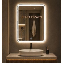 Dikdörtgen Kumlamalı Dokunmatik Sensörlü Ayna Led'li Lavabo & Banyo Aynası (Dimmer Özellikli)