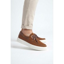 Zerenyus ZRC2602 - Premium Triko Erkek Bağcıklı Loafer Kahve