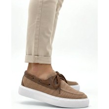 Zerenyus ZRC2602 - Premium Triko Erkek Bağcıklı Loafer Taba