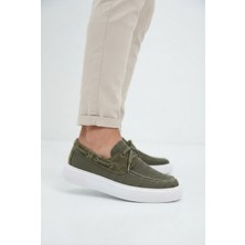 Zerenyus ZRC2602 - Premium Triko Erkek Bağcıklı Loafer Haki