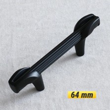 Badem10 Duru 64 mm Siyah Metal Kulp Mobilya Mutfak Dolabı Çekmece Kulpları Dolap Kapak Kulpu Kulbu