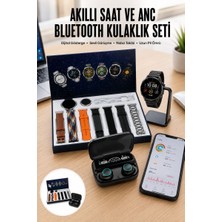 Ucuz Kaliteli Yeni Nesil 7 Kordonlu Akıllı Saat ve Kablosuz Bluetooth Kulaklık Anc Özelliği