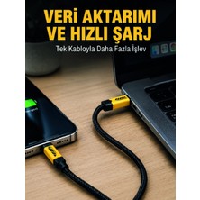 Hace Bazaar 3'ü 1 Arada USB Şarj Kablosu 240W Hızlı Şarj ve Veri Aktarım Kablosu
