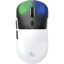 Gameagle Neon x Rgb Kablosuz + Bluetooth + 2.4g + Kablolu Ultra Hafif 69GR 1k Hz 12000DPI Oyuncu Mouse Beyaz
