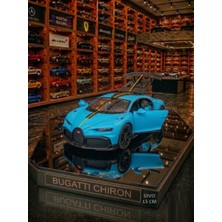 Oyuncak Sahili Bugatti Divo Sport Tarz W16 Dıecast 15cm Çekbırak Model Metal Araba Kapılar Bagaj Kaput Açılır 15x6cm Metalic Mavi Dıvo