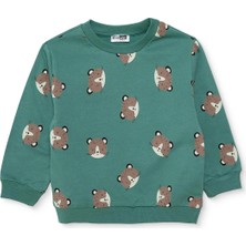 Hellobaby Erkek Bebek Sweatshirt Hayvan Baskılı Bisiklet Yaka Uzun Kol