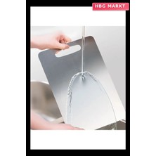 HBG Markt Paslanmaz Çelik Kesme Tahtası 24X15 cm Mutfak Sebze Et Doğrama