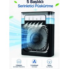 Hace Bazaar Püskürtmeli Masaüstü Fan 5 Başlıklı Serinletici, 600 ml Su Haznesi, 3 Kademe Fan, Type-C Bağlantı