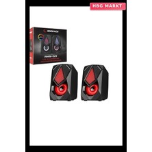 HBG Markt Rgb Işıklı 1+1 Hoparlör Seti USB 2.0 Multimedya 5W Siyah