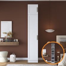 Rani Mobilya Rani BA352 Membran Kapaklı Gardırop Tek Kapaklı 6 Raflı Elbise Dolabı Beyaz
