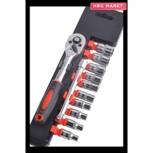 HBG Markt Cr-V Socket Set 12 Parça 1/2 Inç Vakumlu Lokma Seti