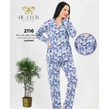 Hf Club 2116 Kadın Önden Düğmeli Uzun Kollu Pijama Takımı