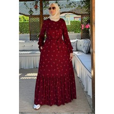 Rabia Şamlı Gül Bordo Elbise