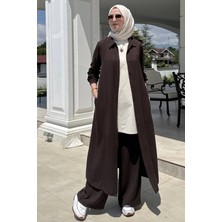 Rabia Şamlı Elif Pantolonlu Takım Kahve