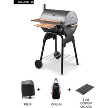 Cheffi Grillord‑50 Kömürlü Barbekü (1 Adet Döküm Izgaralı) + Hediye Seti