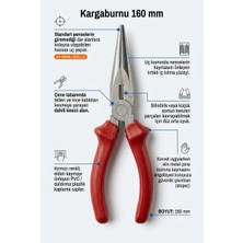 160 mm Kargaburun - Düz Uçlu Kablo Kesicili Hassas Tutma ve Sıkma Pensesi