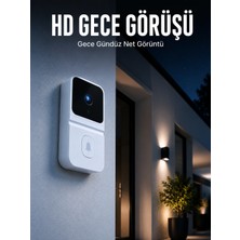 Kaufhier Beyaz Akıllı Güvenlik Kapı Zili | Telefon Kontrollü Wifi Görüntülü Kapı Zili