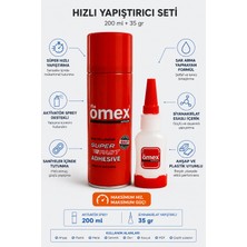 OMEX Hızlı Yapıştırıcı Seti 200 ml + 35 gr - Aktivatörlü Mdf Ahşap ve Plastik Yapıştırıcı